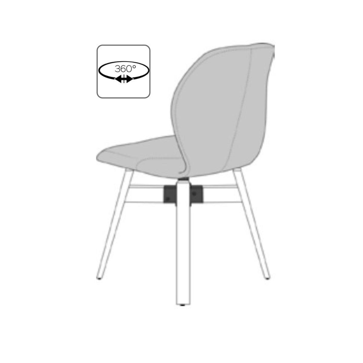 Stuhl MOOD mit Holzgestell 360° drehbar und Lederbezug