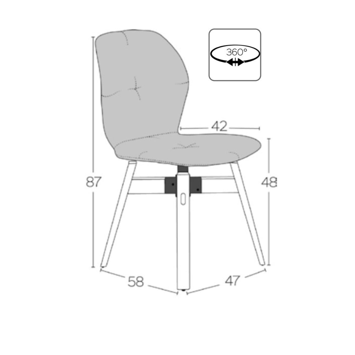Stuhl MOOD mit Holzgestell 360° drehbar und Lederbezug