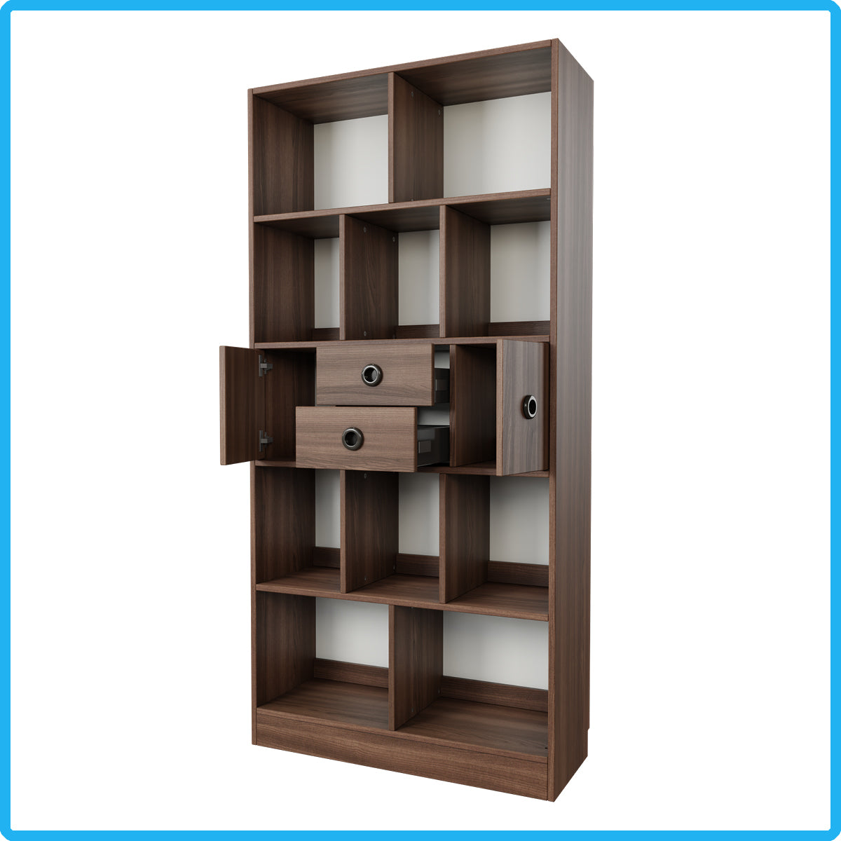 Brettspielregal EXAKT S High5 mit Schubkästen/Türen horizontal (Holzfarben) [inkl. Lieferung & Aufbau]