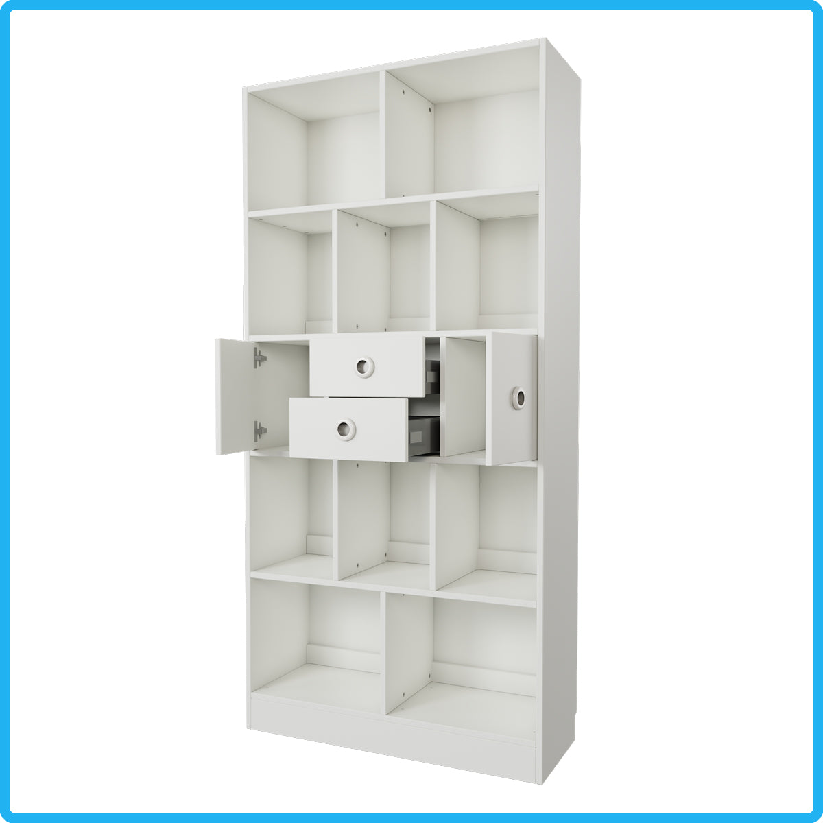 Brettspielregal EXAKT S High5 mit Schubkästen/Türen horizontal (Unifarben) [inkl. Lieferung & Aufbau]