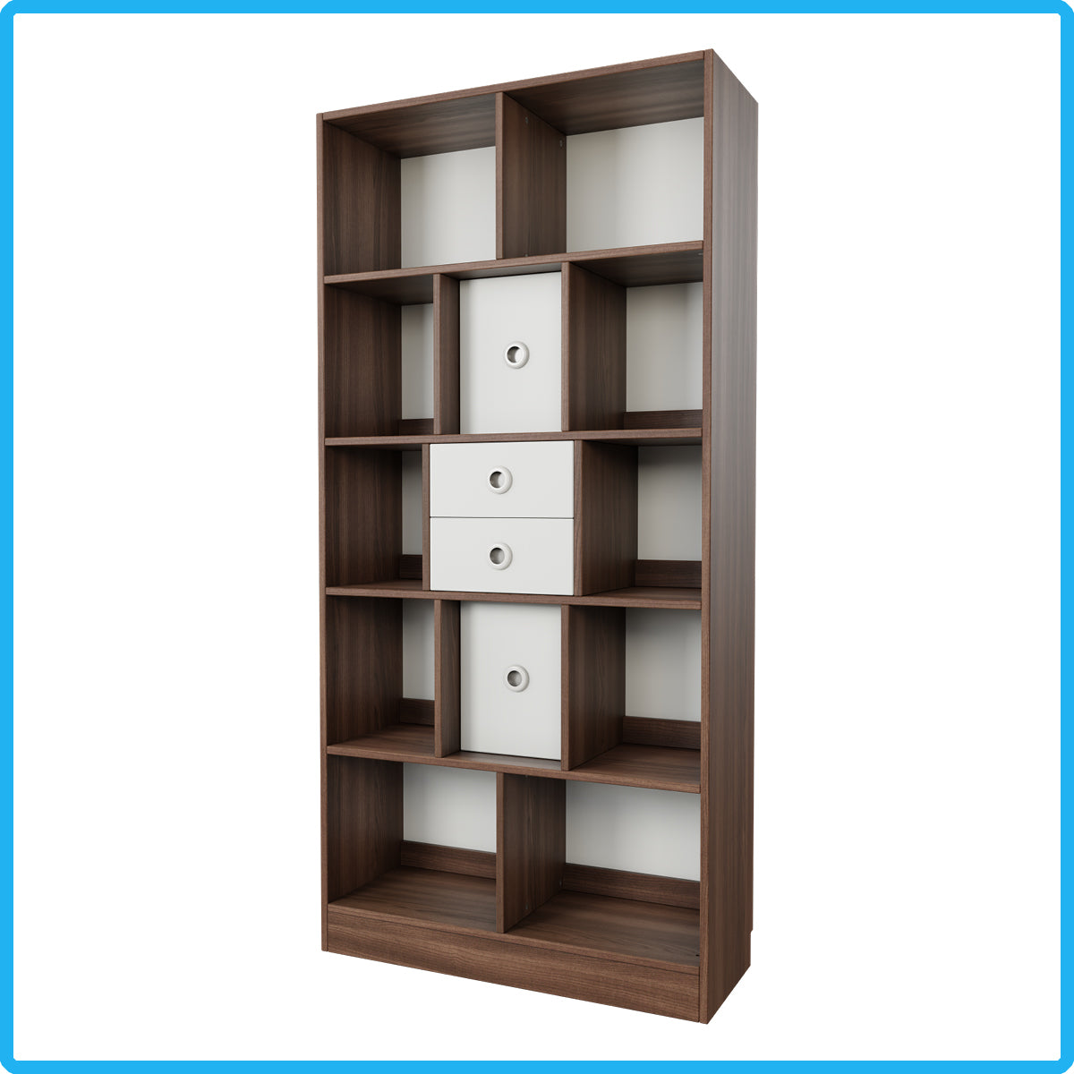 Brettspielregal EXAKT S High5 mit Schubkästen/Türen vertikal (Holzfarben) [inkl. Lieferung & Aufbau]