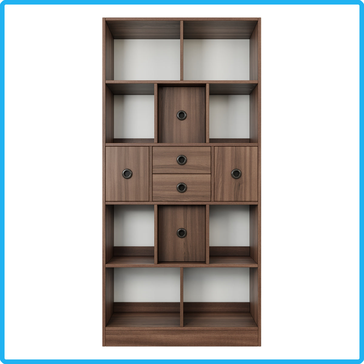 Brettspielregal EXAKT S High5 mit Schubkästen/Türen vertikal (Holzfarben) [inkl. Lieferung & Aufbau]