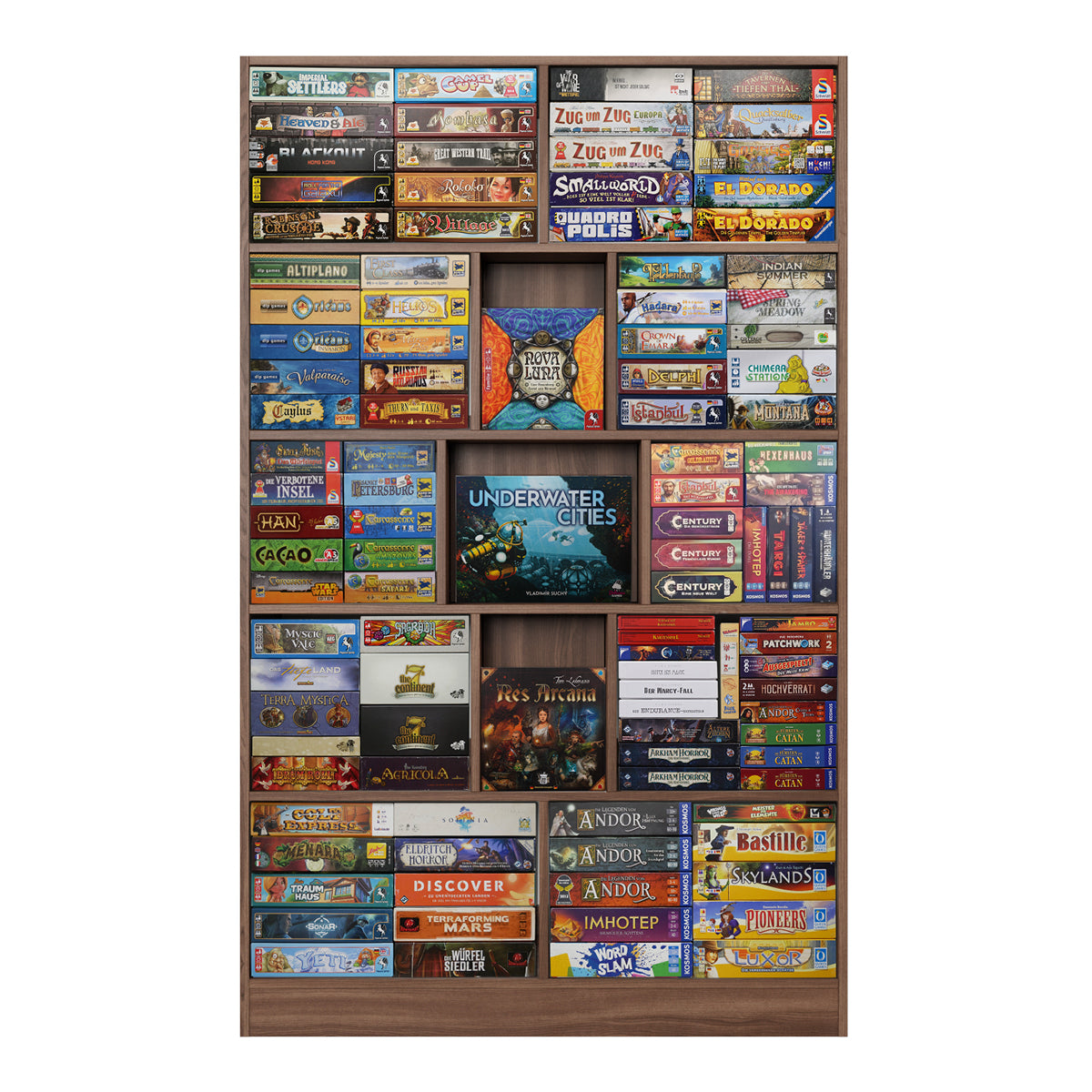 Brettspielregal EXAKT Original High5 (Holzfarben) [inkl. Lieferung & Aufbau]